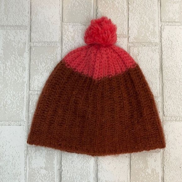 J Crew 1937 Accessories Pink Pom Pom Winter Hat - Picture 1 of 3